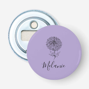 Custom September Aster Birth Flower Gift for Birth Bottle Opener