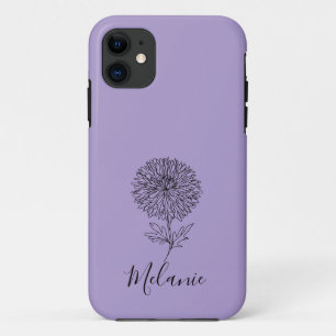 Custom September Aster Birth Flower Gift for Birth iPhone 11 Case