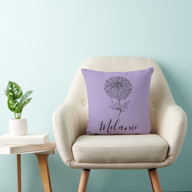 Custom September Aster Birth Flower Gift for Birth Cushion (Chair)