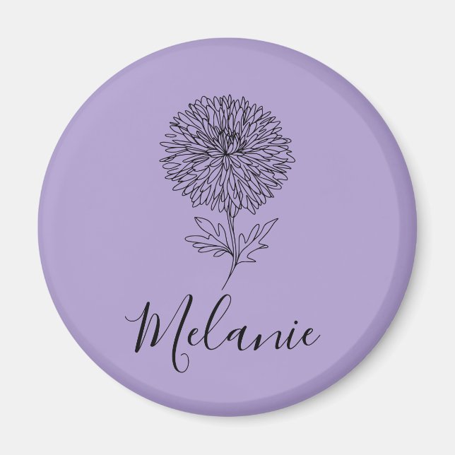 Custom September Aster Birth Flower Gift for Birth Magnet (Front)