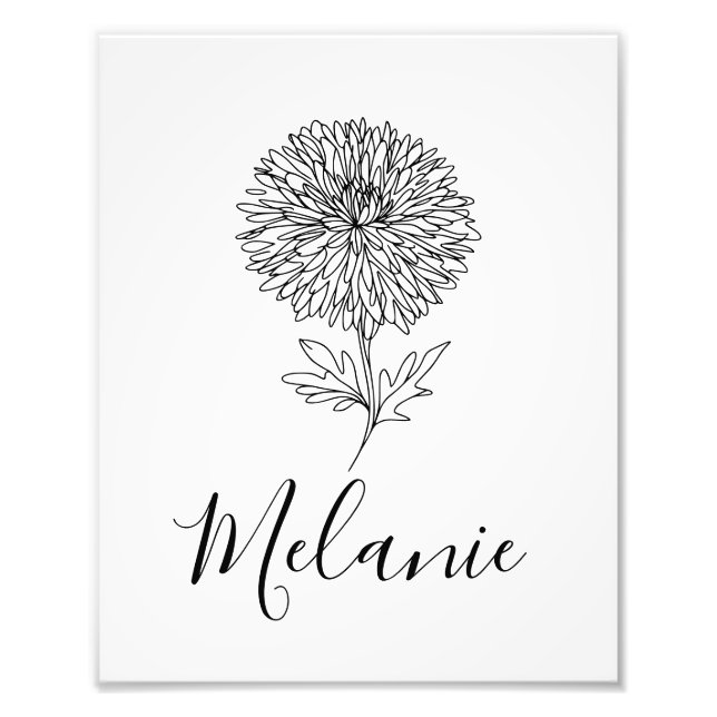 Custom September Aster Birth Flower Gift for Birth Photo Print (Front)