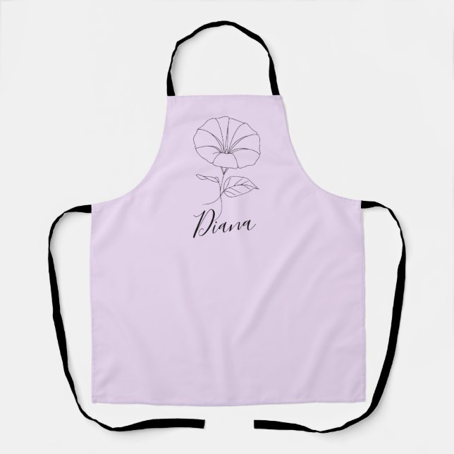 Custom September Morning Glory Birth Flower Gift  Apron (Front)