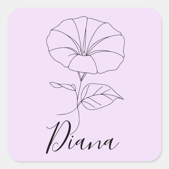 Custom September Morning Glory Birth Flower Gift  Square Sticker (Front)