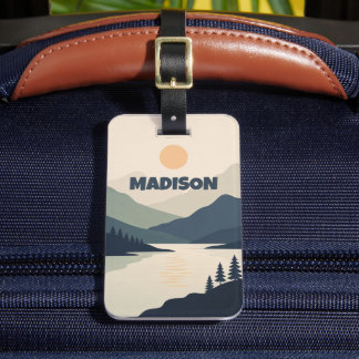 Custom Serene Mountain Landscape Water Reflection Luggage Tag