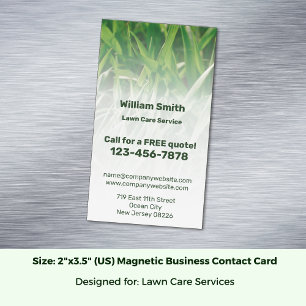 Custom Service Photo Green Lawn Care Magnetic Business Card
