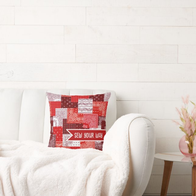 Custom Sewing Patchwork Bandanna Quilt Pattern Cushion (Couch)