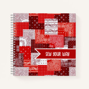 Custom Sewing Patchwork Bandanna Quilt Pattern Notebook