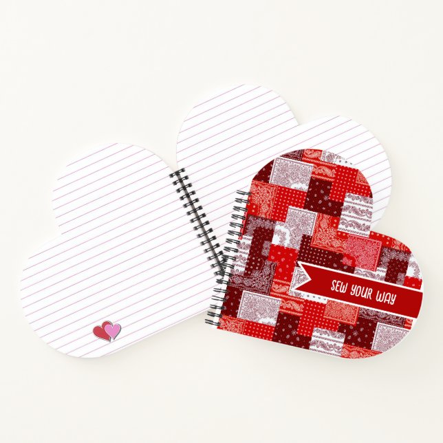 Custom Sewing Patchwork Bandanna Quilt Pattern Notebook (Inside)