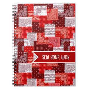 Custom Sewing Patchwork Bandanna Quilt Pattern Notebook