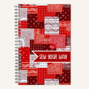 Custom Sewing Patchwork Bandanna Quilt Pattern Notebook