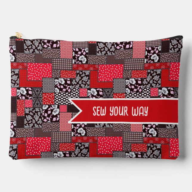Custom Sewing Patchwork Sew Your Way Design Accessory Pouch (Front)