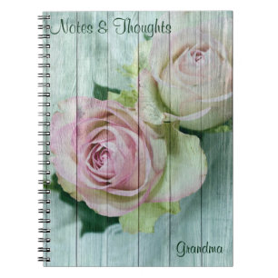 Custom, Shabby Chic Pink Roses, Notebook Journal
