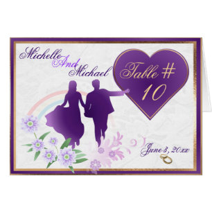 Custom Shades of Lavender Wedding Table Number Crd