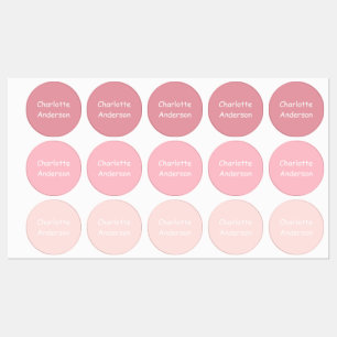 Custom Shades of Pink Kid's Names Labels