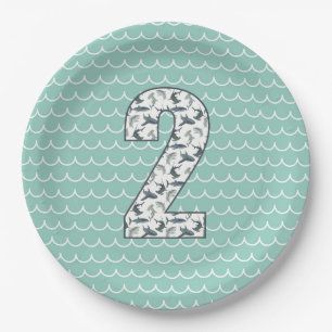 Custom Shark Birthday Plate   2nd Birthday   Ocean