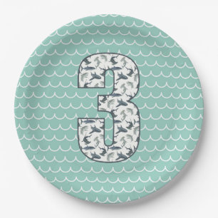 Custom Shark Birthday Plate   3rd Birthday   Ocean