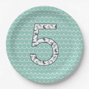 Custom Shark Birthday Plate   5th Birthday   Ocean