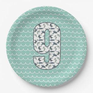 Custom Shark Birthday Plate 9th Birthday Ocean