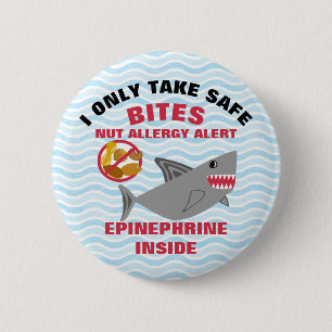 Custom Shark Nut Allergy Alert Personalised 6 Cm Round Badge