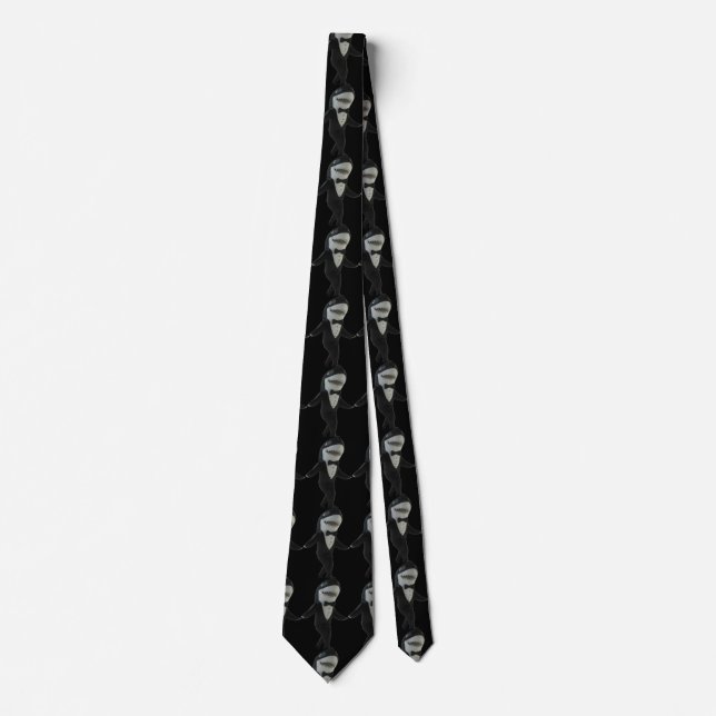 Custom shark tuxedo classy black sunglasses funny  tie (Front)