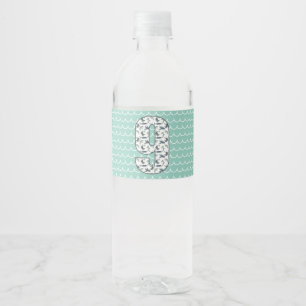 Custom Shark Water Bottle Label 9th Birthday