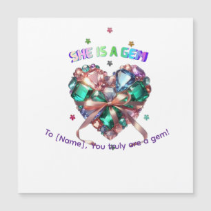 Custom She Is A Gem Heart Gemstone Gift
