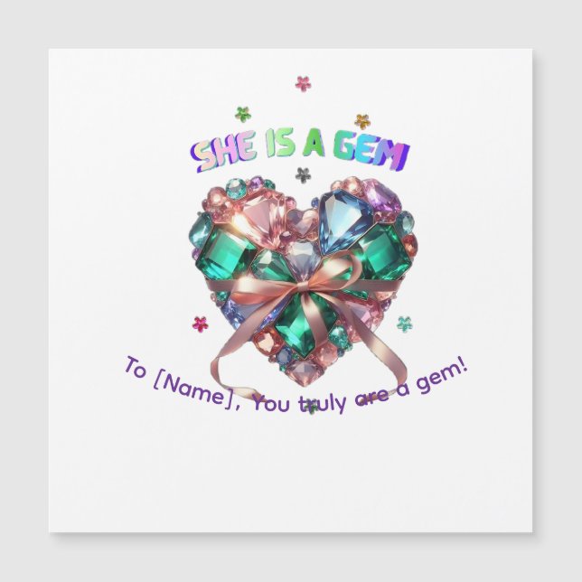 Custom She Is A Gem Heart Gemstone Gift (Front)