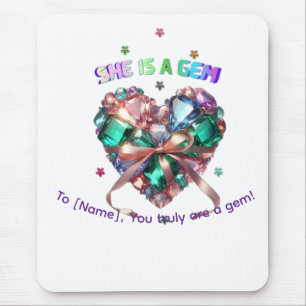 Custom She Is A Gem Heart Gemstone Gift Mouse Mat