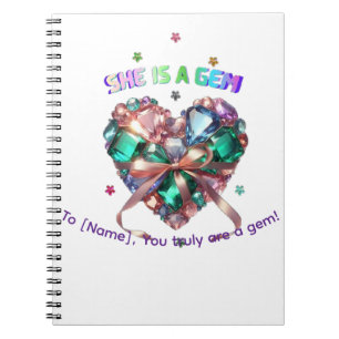 Custom She Is A Gem Heart Gemstone Gift Notebook