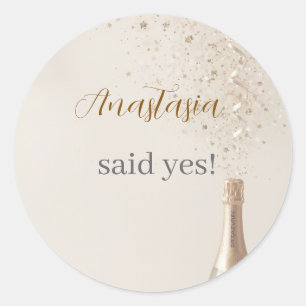 Custom She Said Yes Bridal Shower Round Sticker