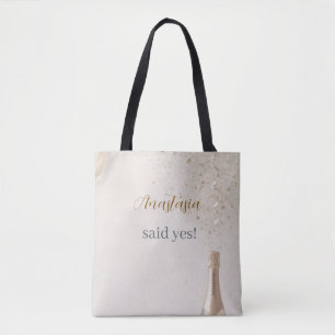 Custom She Said Yes Bridal Shower Tote Bag
