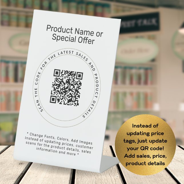 Custom Shelf Talker Product QR Code Sales Details Pedestal Sign (Creator Uploaded)