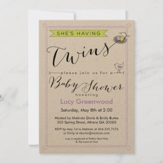 Custom She's Having Twins Baby Shower Invitation