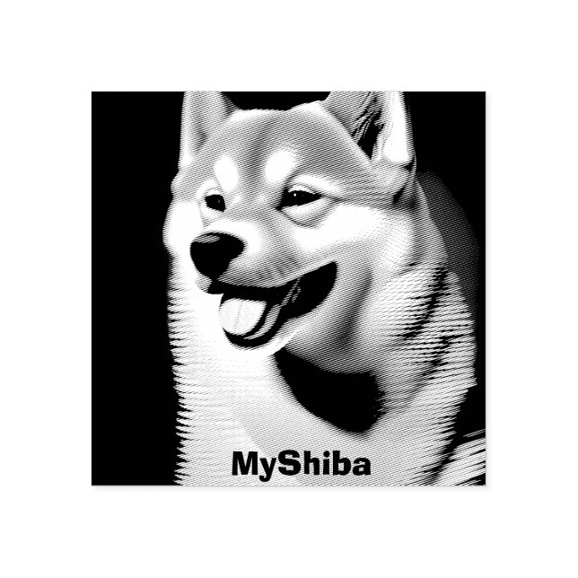 Custom Shiba Portrait Photo and Name Rubber Stamp (Imprint)
