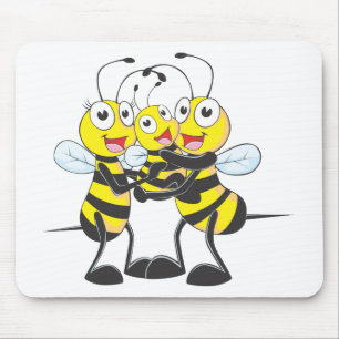 Custom Shirts : Happy Dad Mum Baby Bee Shirts Mouse Mat