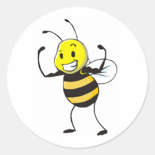 Custom Shirts : Strong Muscular Bee Shirts Classic Round Sticker
