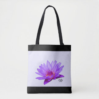 Custom Shoulder Tote Lavender Purple Water Lilies
