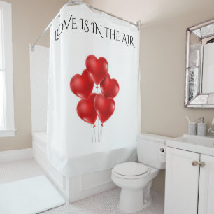 Custom shower curtain! "LOVE IS IN THE AIR" hearts Shower Curtain