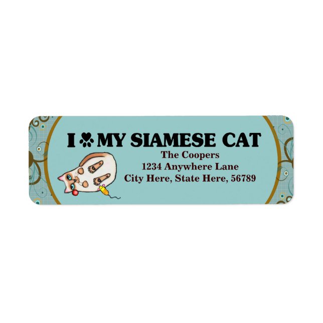 Custom Siamese Cat Art Return Address Labels (Front)