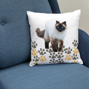 Custom Siamese Cat Cute Pet Gift White Template Cushion