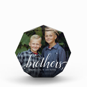 Custom Siblings Brothers Photo Handwriting Block
