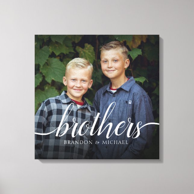 Custom Siblings Brothers Photo Handwriting Canvas Print (Front)