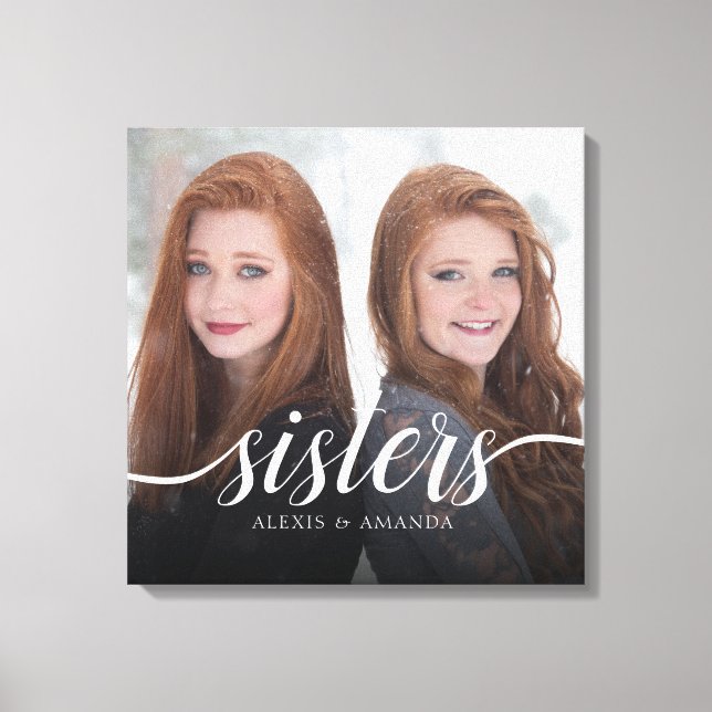 Custom Siblings Sisters Photo Handwriting Canvas Print (Front)