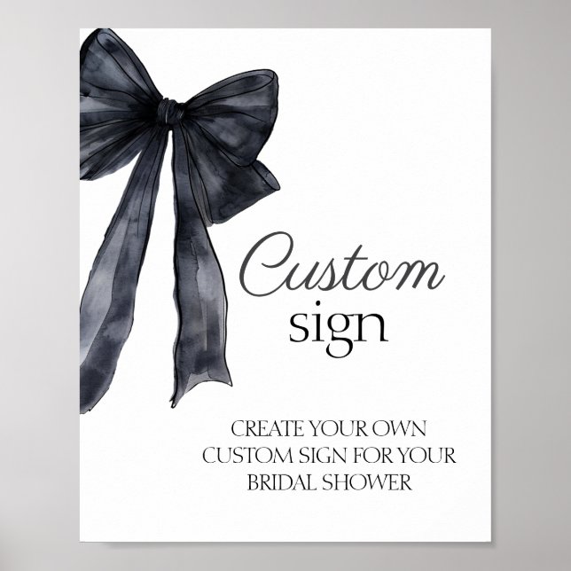 Custom Sign Black bow french bridal shower sign (Front)