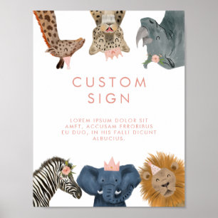 Custom Sign Pink Safari Birthday Party
