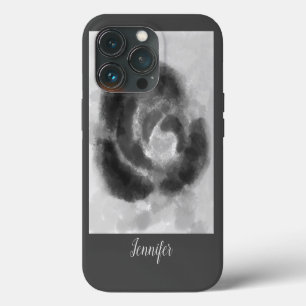 Custom Signature Black and White Watercolor Floral iPhone 13 Pro Case