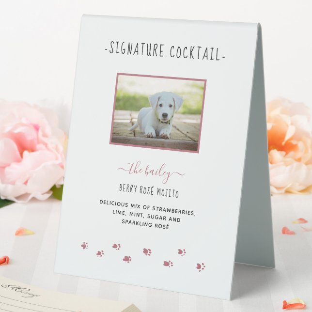 Custom Signature Drink Rose Gold Pet Wedding Photo (In SItu (Wedding))