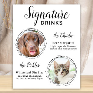 Custom Signature Drinks Dog Bar Pet Wedding Photos Poster