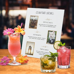 Custom Signature Drinks Gold Pet Wedding Photos Pedestal Sign