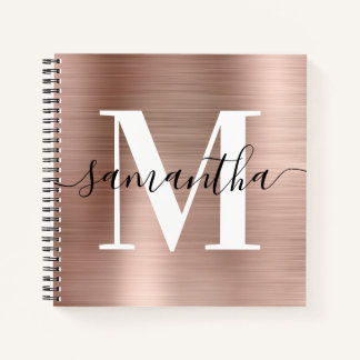 Custom Signature Monogram Photo Rose Gold Foil Notebook